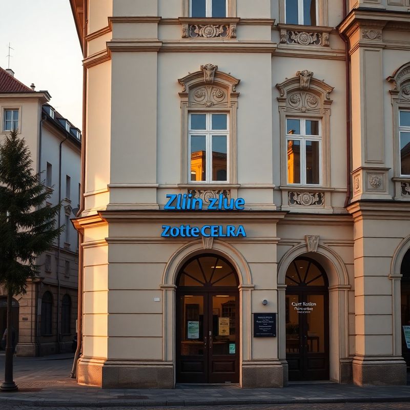 Fasáda budovy kanceláře Atelier Plzeň na Náměstí Míru ve Zlíně